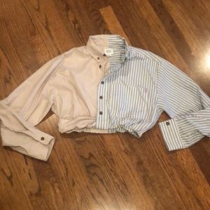 Urban outfitters BDG cropped button up blouse, size SM, never worn, cute!